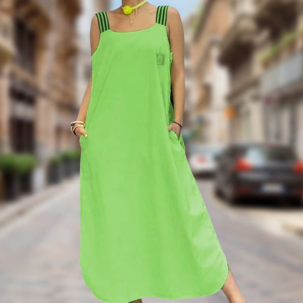 Ave Prada™ Rochie maxi cu bretele largi și buzunare