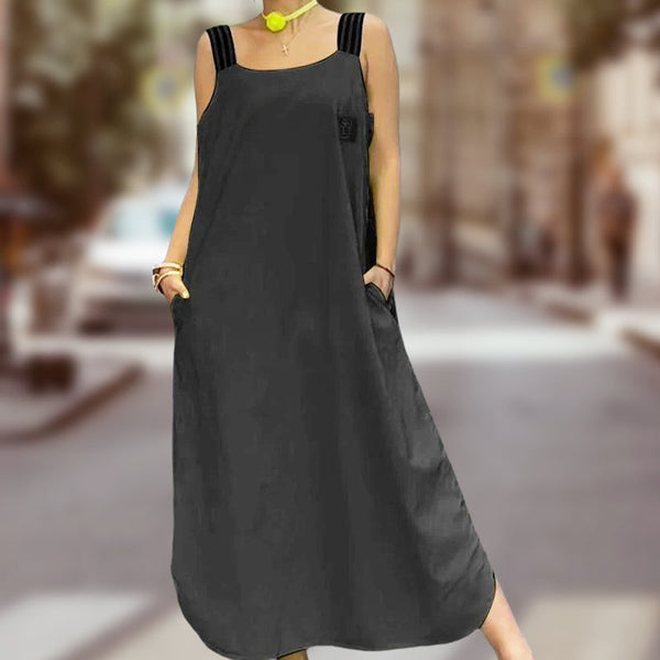 Ave Prada™ Rochie maxi cu bretele largi și buzunare