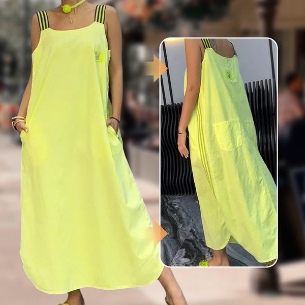Ave Prada™ Rochie maxi cu bretele largi și buzunare