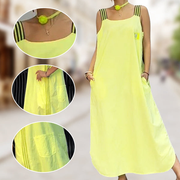 Ave Prada™ Rochie maxi cu bretele largi și buzunare