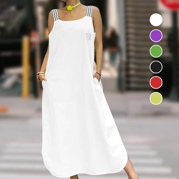 Ave Prada™ Rochie maxi cu bretele largi și buzunare