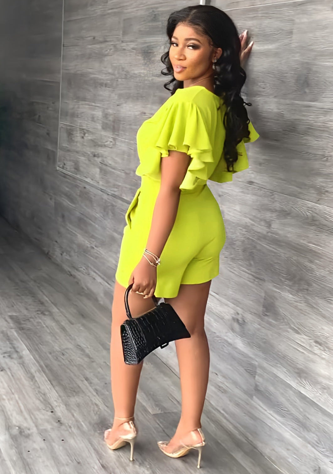 Erika Borghi™ Set de vară cu top și pantaloni scurți cu decolteu în V