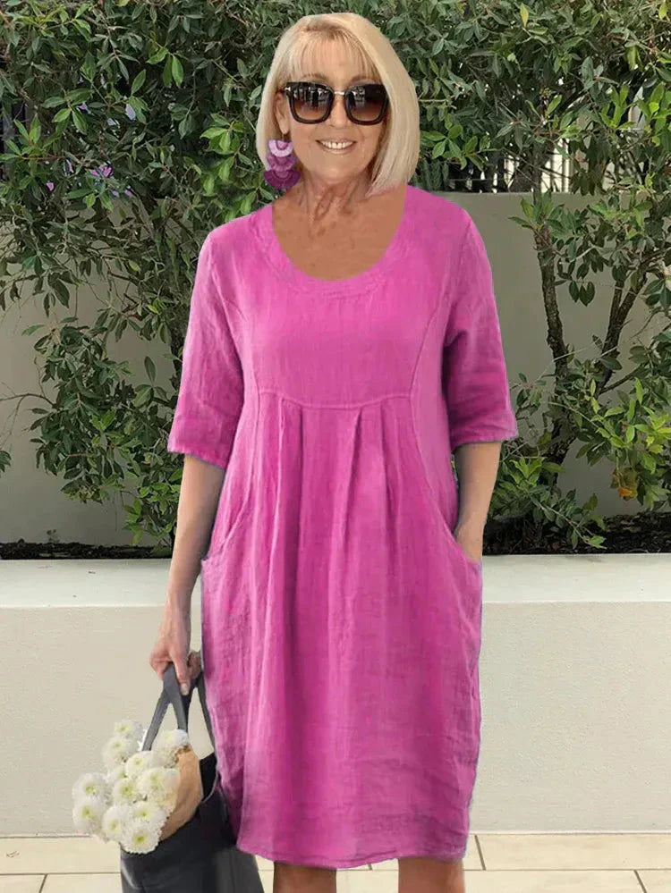 Isa™ Rochie midi tunică de primăvară cu buzunare