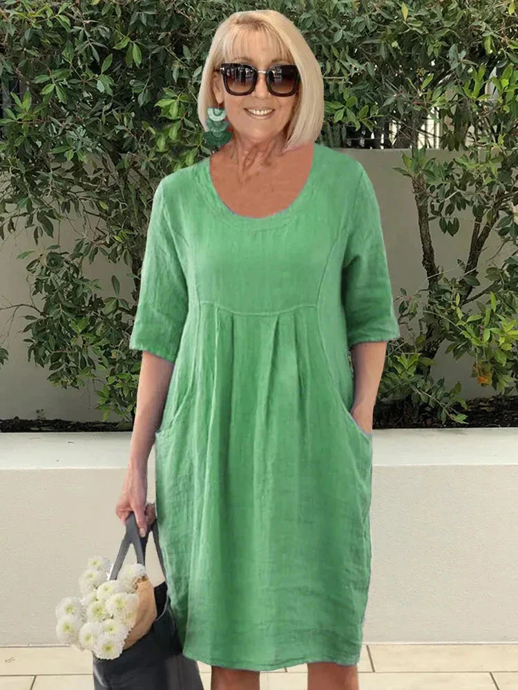 Isa™ Rochie midi tunică de primăvară cu buzunare