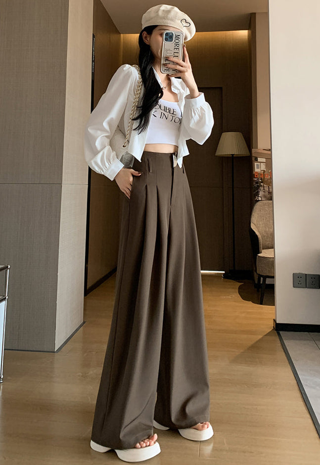 Milena Maniaci™ Pantaloni cu talie înaltă și picioare late