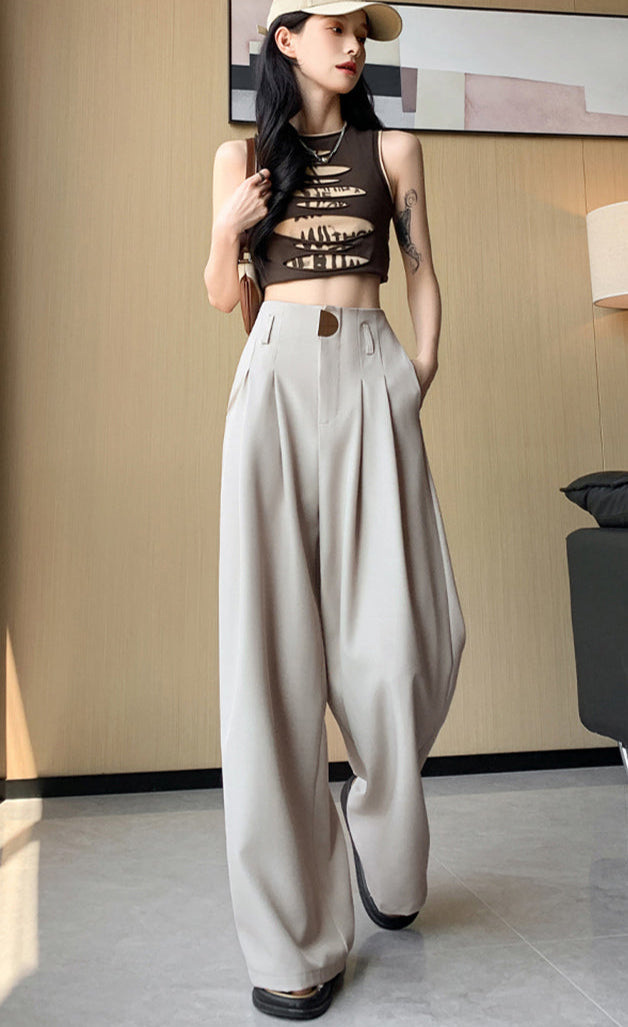 Milena Maniaci™ Pantaloni cu talie înaltă și picioare late