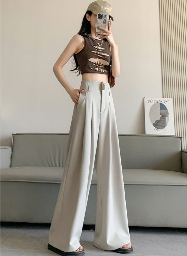 Milena Maniaci™ Pantaloni cu talie înaltă și picioare late