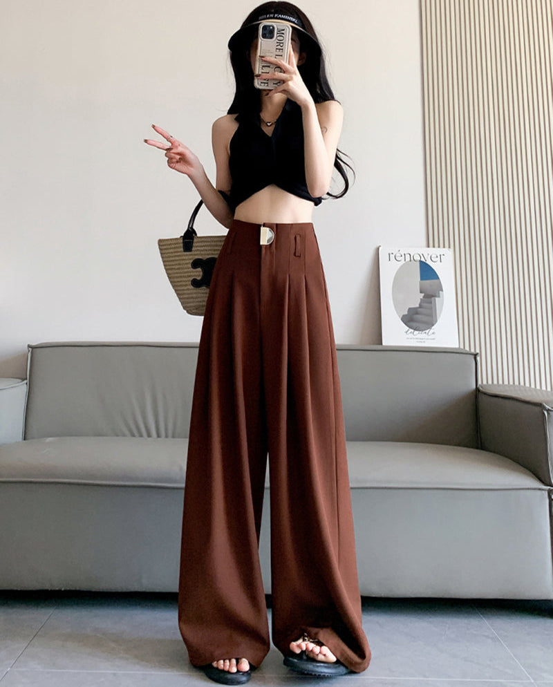 Milena Maniaci™ Pantaloni cu talie înaltă și picioare late