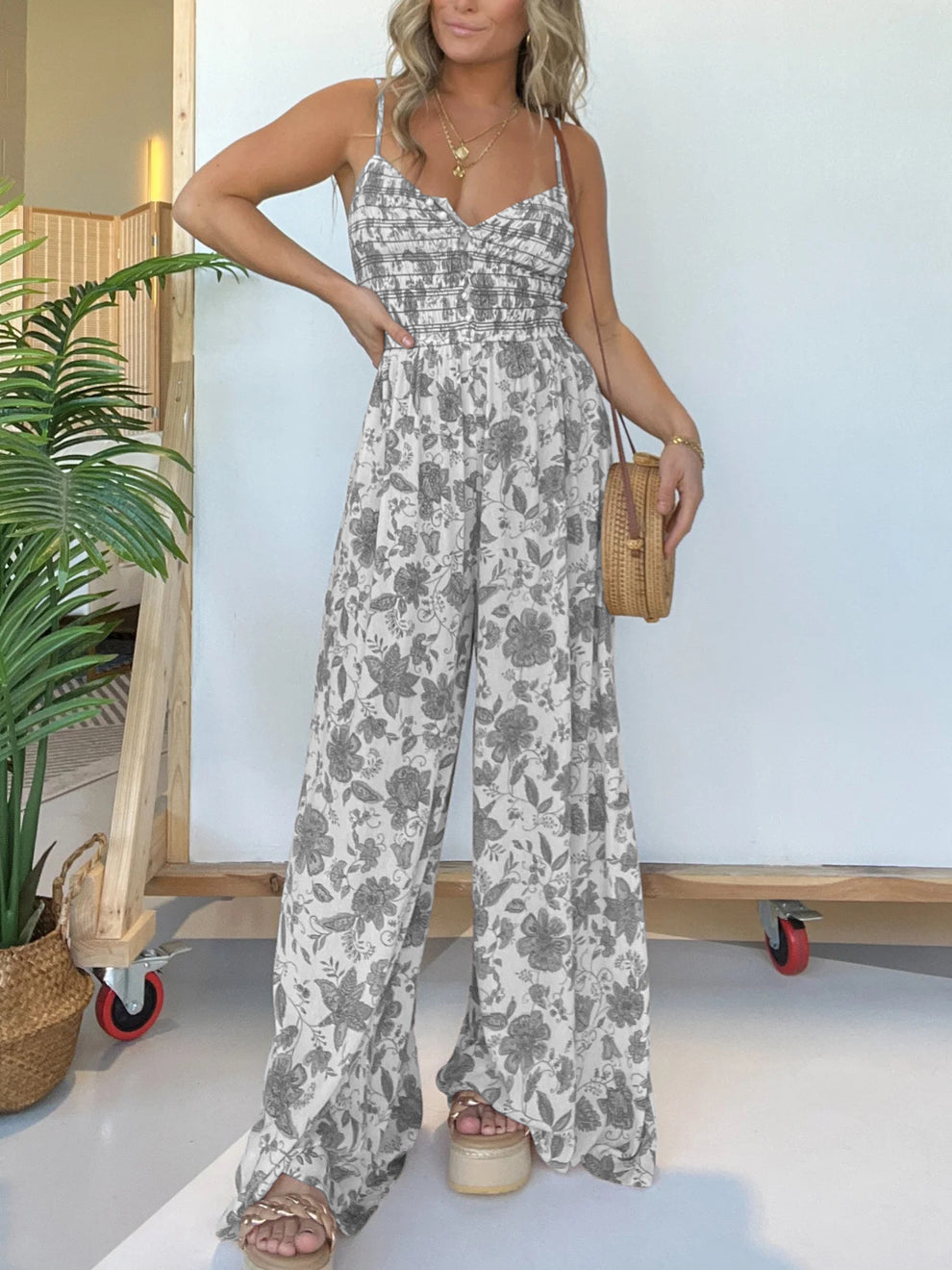 Solange Grieco™ Salopetă florală cu picioare largi