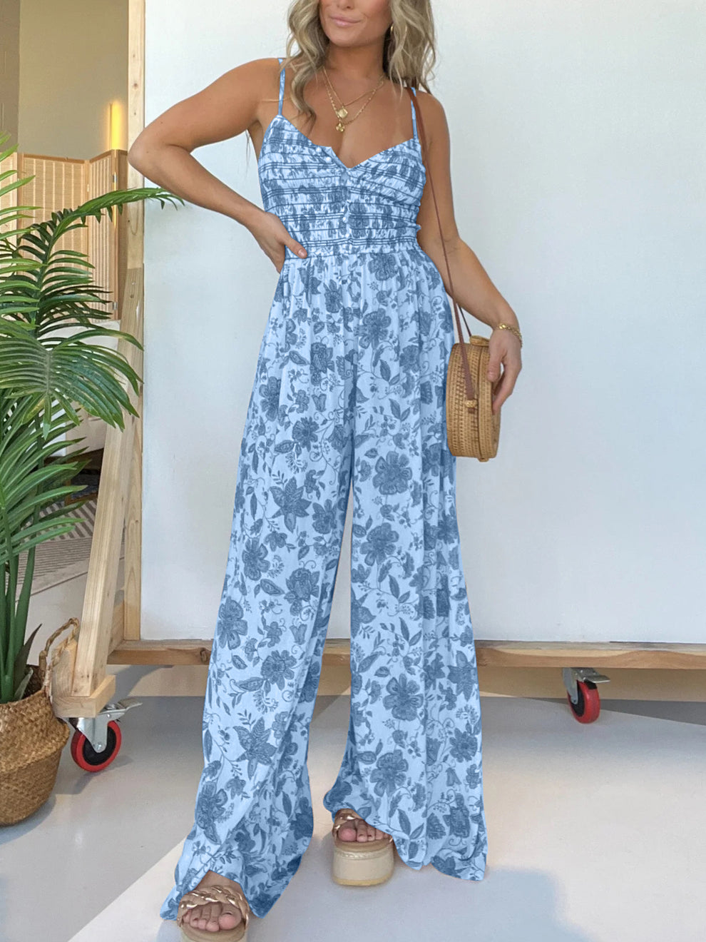 Solange Grieco™ Salopetă florală cu picioare largi