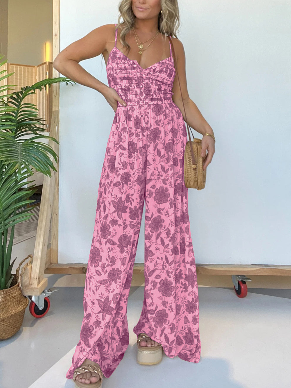 Solange Grieco™ Salopetă florală cu picioare largi