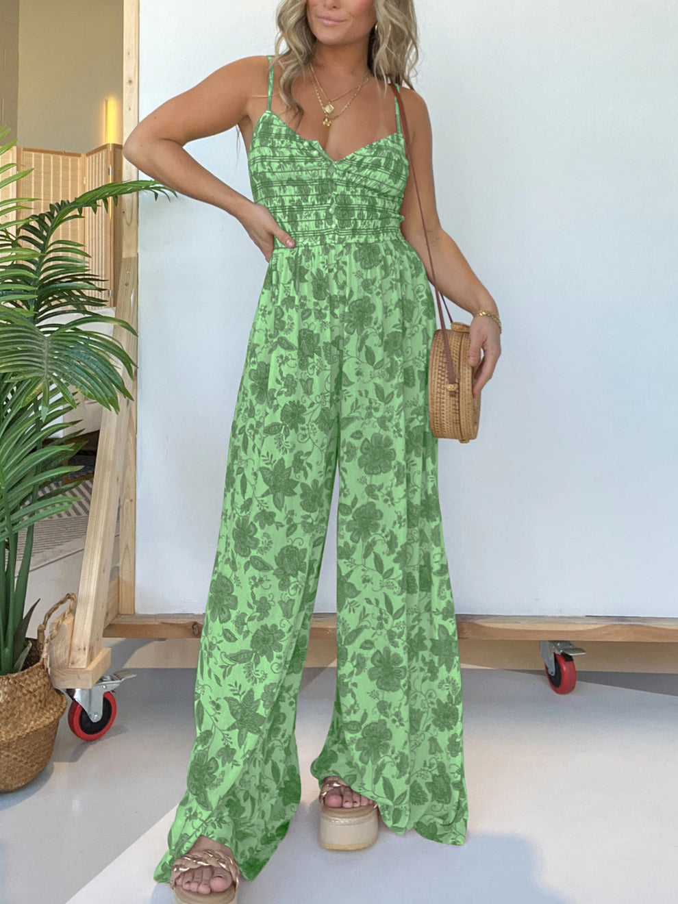 Solange Grieco™ Salopetă florală cu picioare largi
