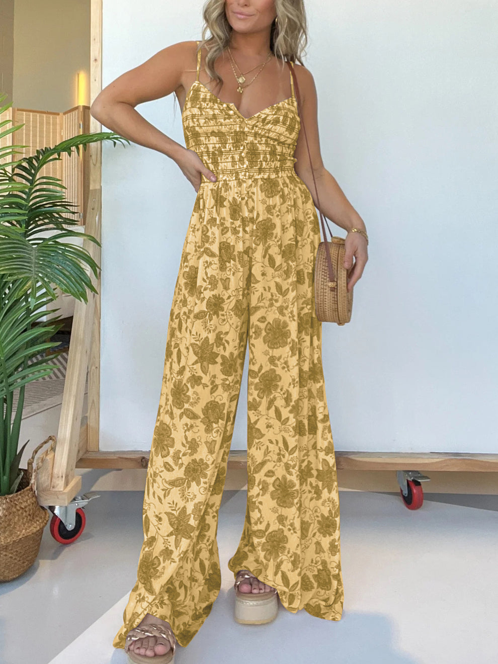 Solange Grieco™ Salopetă florală cu picioare largi