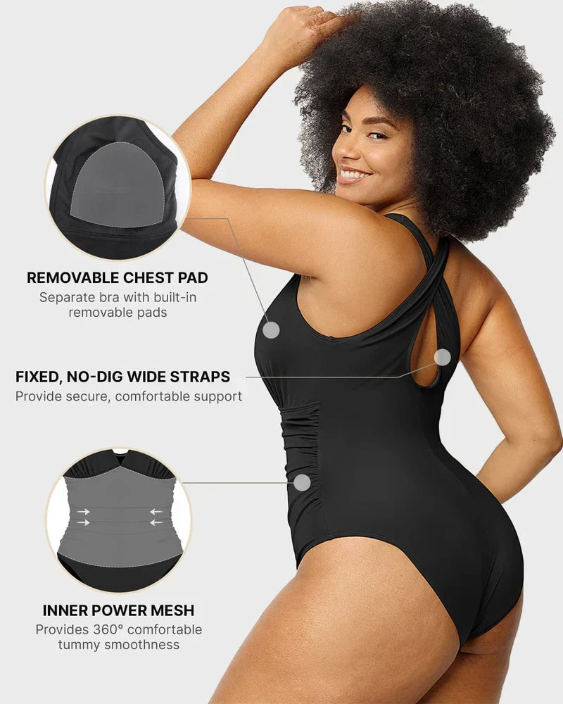 SwimWave™ Costum de baie cu decolteu în V