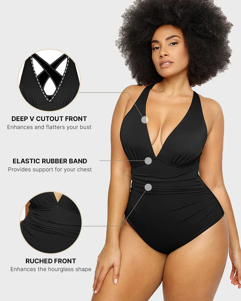 SwimWave™ Costum de baie cu decolteu în V