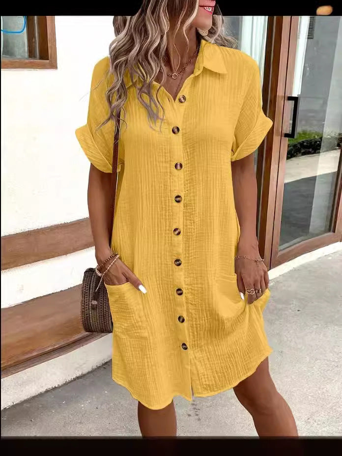 Aida Quarto™ Rochie de vară cu mâneci scurte și decolteu în V