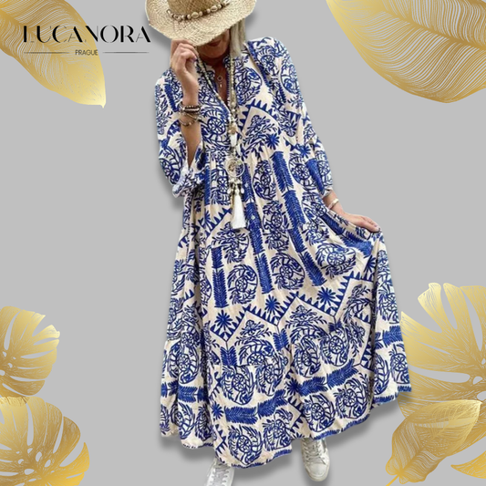 Alice Ruiz™ Rochie boho cu decolteu și imprimeu