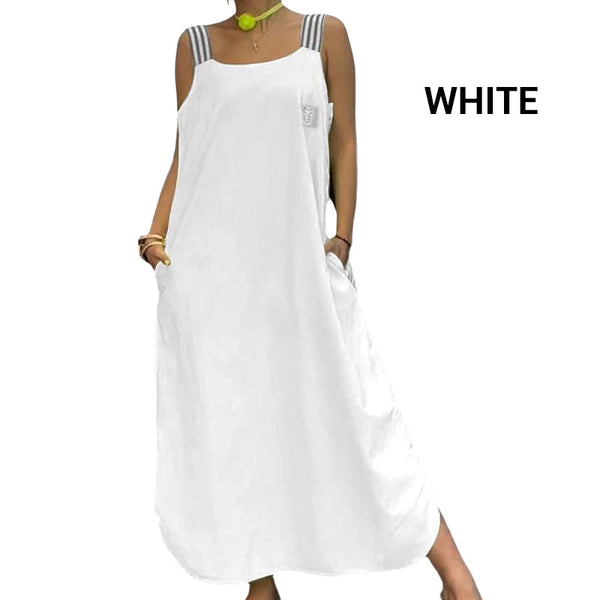 Ave Prada™ Rochie maxi cu bretele largi și buzunare