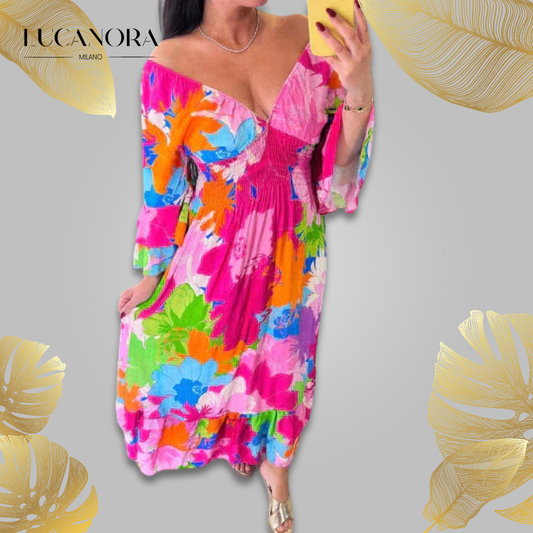 Blossom™ Rochie de plajă colorată cu decolteu în V