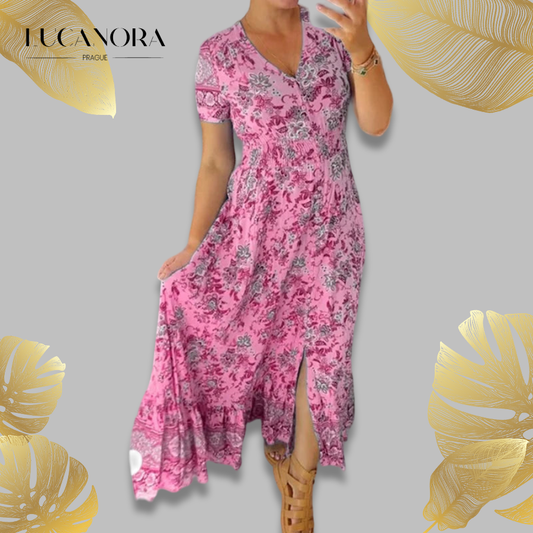 Bonnie™ Rochie cu decolteu floral casual în V
