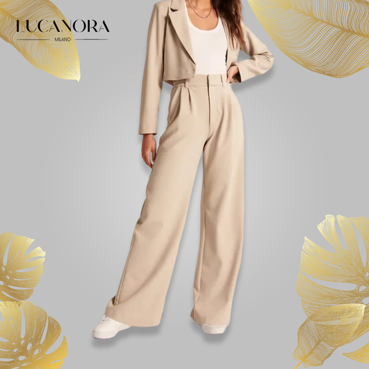 Celine Montclair™️ Pantaloni casual cu talie înaltă și picioare largi