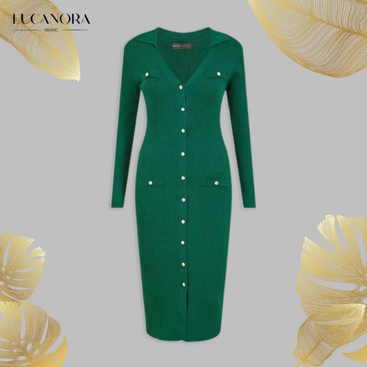 Corazón™ Rochie midi tricotata cu nasturi