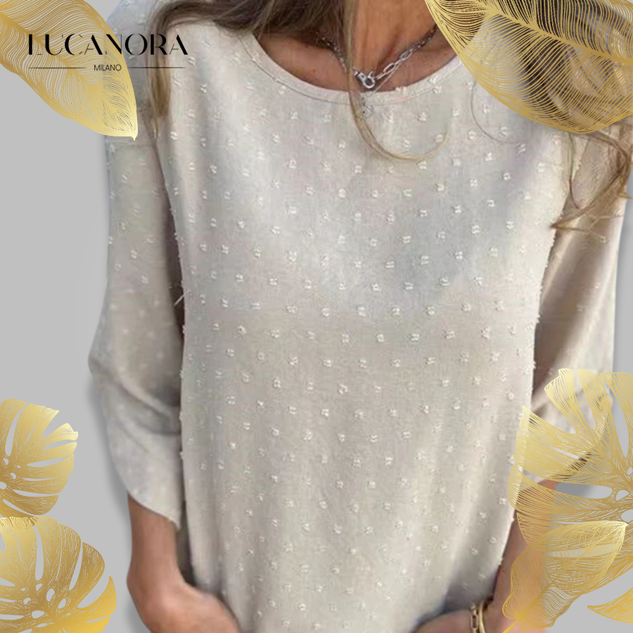 Gaia™ Top casual jacquard pentru femei cu decolteu rotund