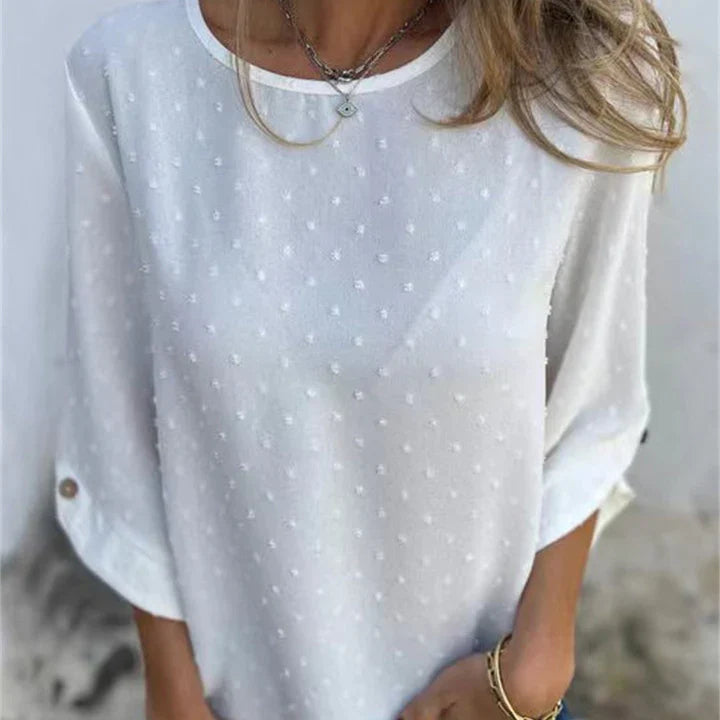 Gaia™ Top casual jacquard pentru femei cu decolteu rotund