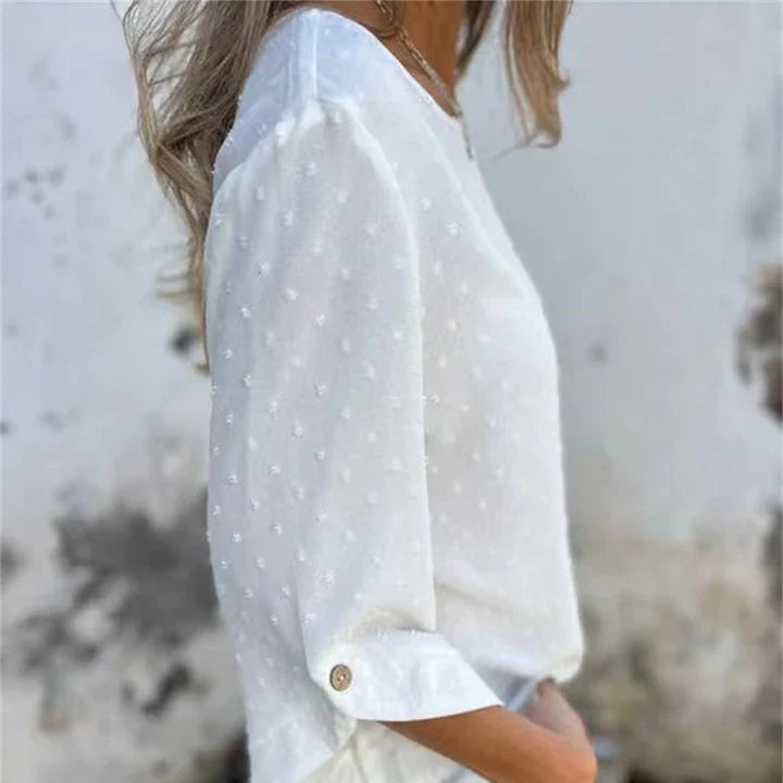 Gaia™ Top casual jacquard pentru femei cu decolteu rotund