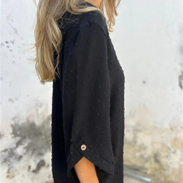 Gaia™ Top casual jacquard pentru femei cu decolteu rotund