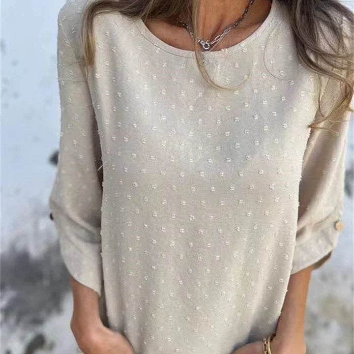 Gaia™ Top casual jacquard pentru femei cu decolteu rotund