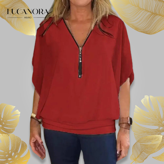 Kaylee™ Top casual cu jumătate de fermoar