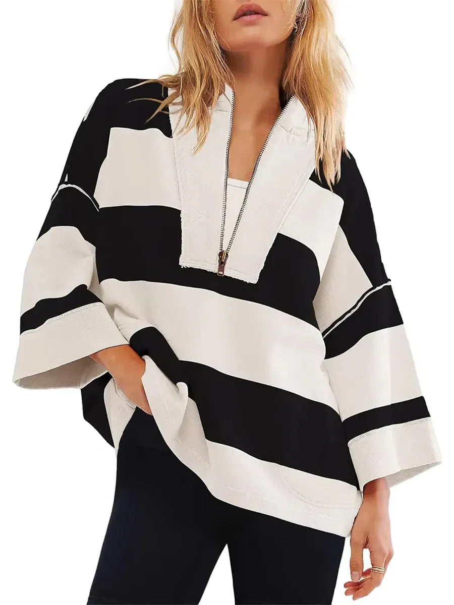 Keira™ Cămașă vintage oversize cu dungi
