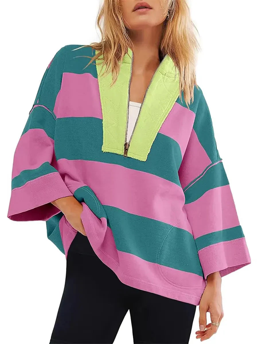 Keira™ Cămașă vintage oversize cu dungi