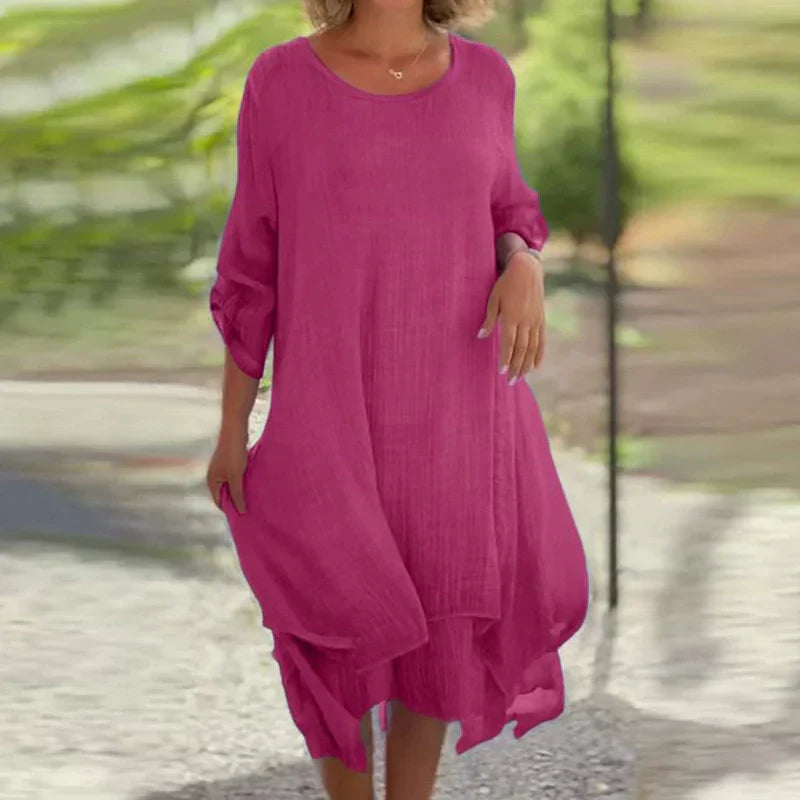 Lisa Vincenzo™ Rochie elegantă cu decolteu rotund și croială lejeră
