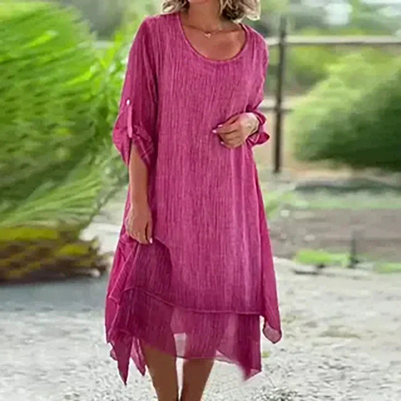 Lisa Vincenzo™ Rochie elegantă cu decolteu rotund și croială lejeră