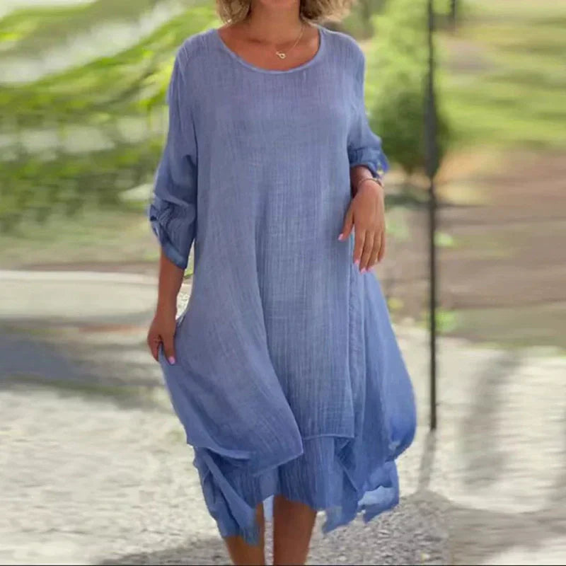 Lisa Vincenzo™ Rochie elegantă cu decolteu rotund și croială lejeră