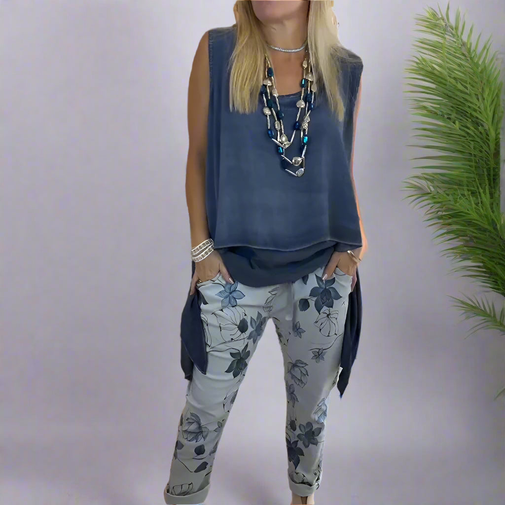 Rina Lizzio™ Tricou lung monocrom casual