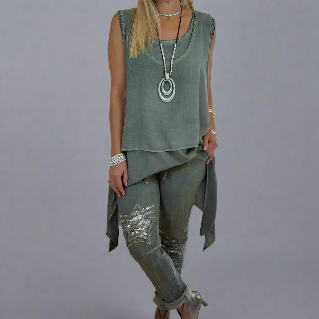 Rina Lizzio™ Tricou lung monocrom casual