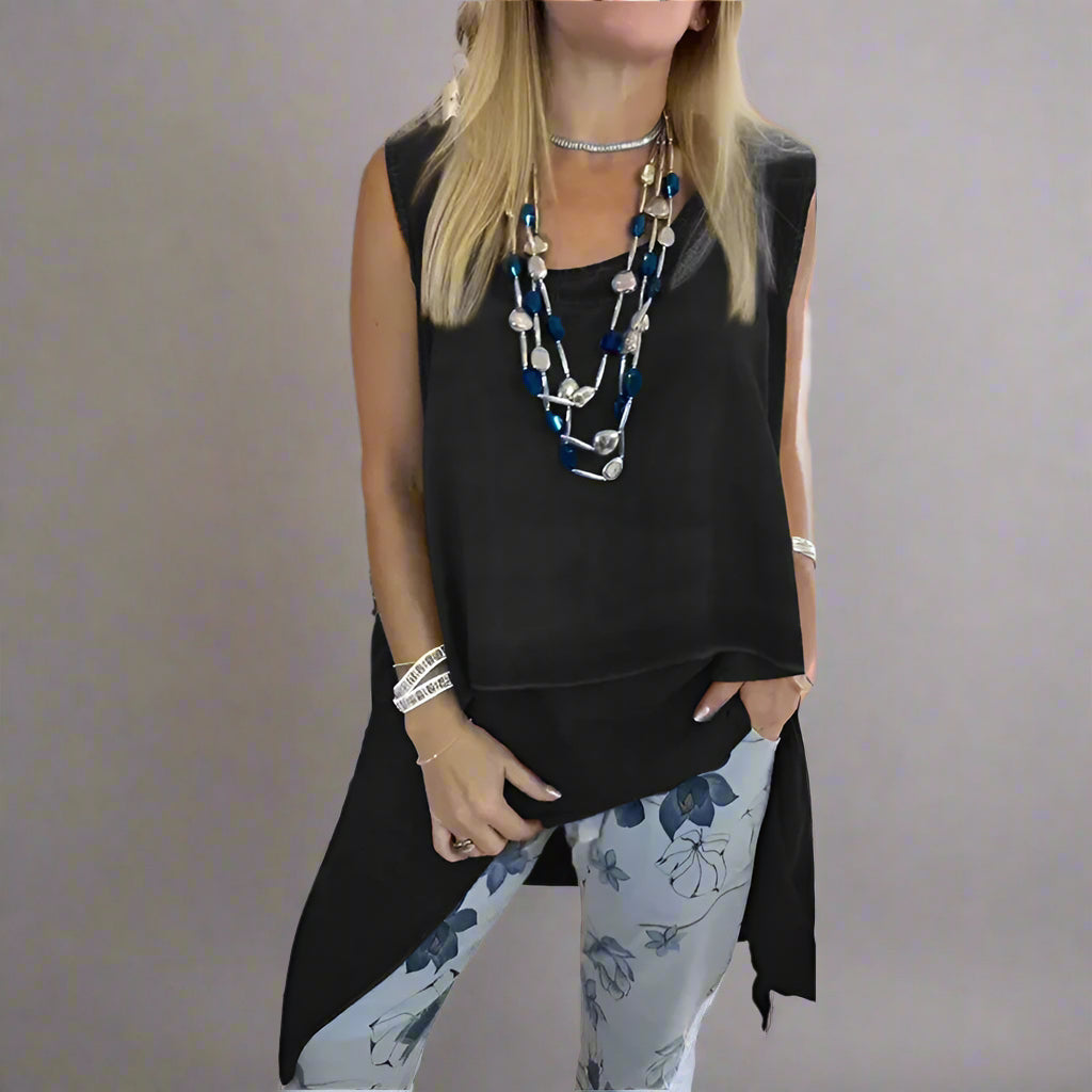 Rina Lizzio™ Tricou lung monocrom casual