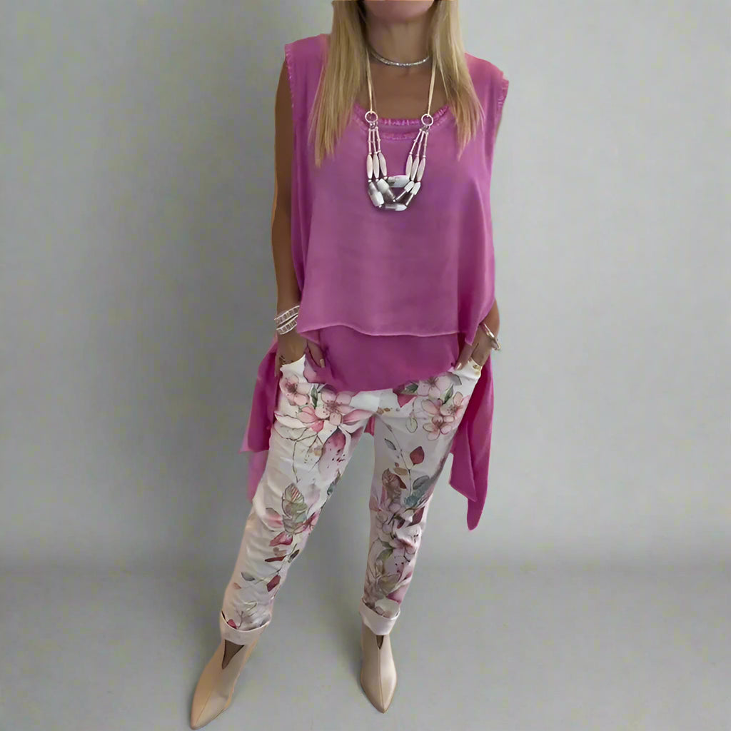 Rina Lizzio™ Tricou lung monocrom casual