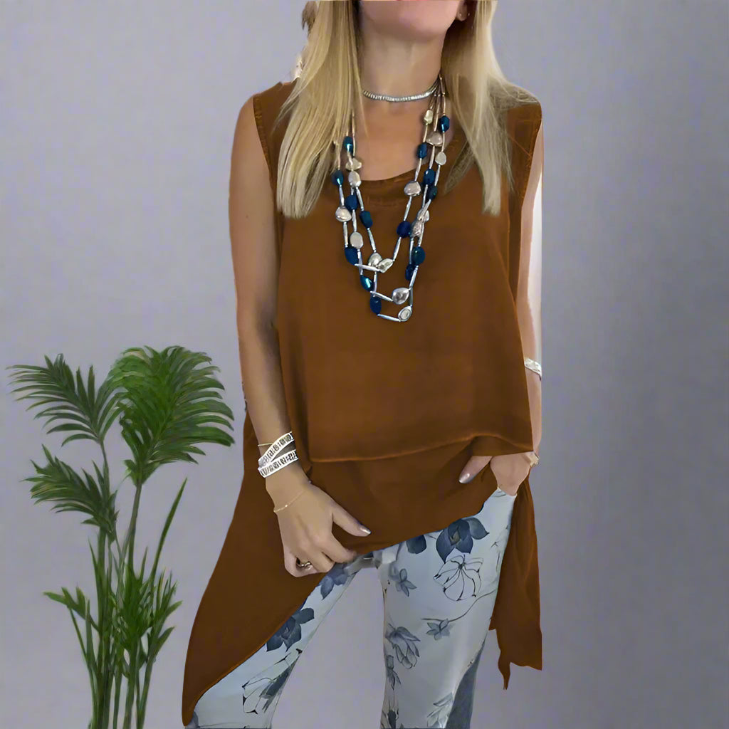 Rina Lizzio™ Tricou lung monocrom casual