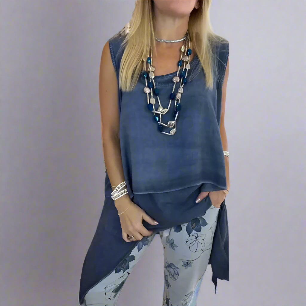 Rina Lizzio™ Tricou lung monocrom casual
