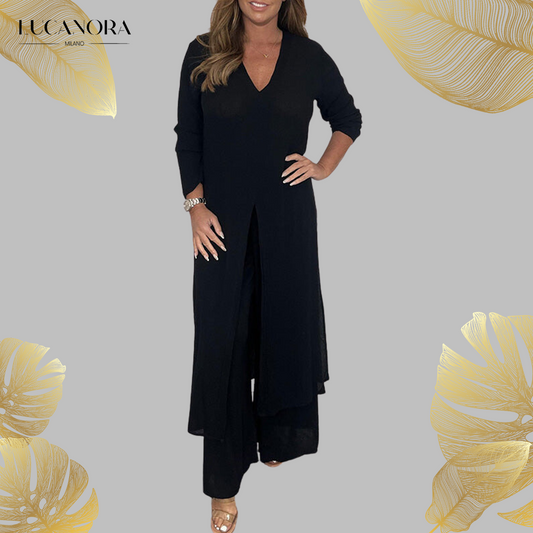Roberta Dellucci™ Set de rochie din două piese cu croială lungă