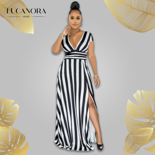 Rosa Cobb™ Rochie în dungi cu talie înaltă
